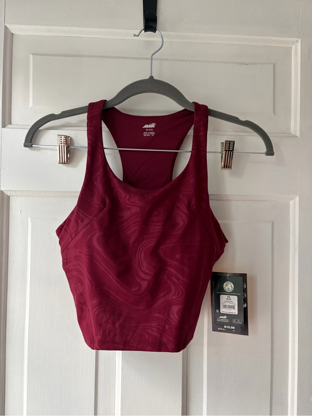 Avia Maroon Seam-Textured Racerback Sports Bra